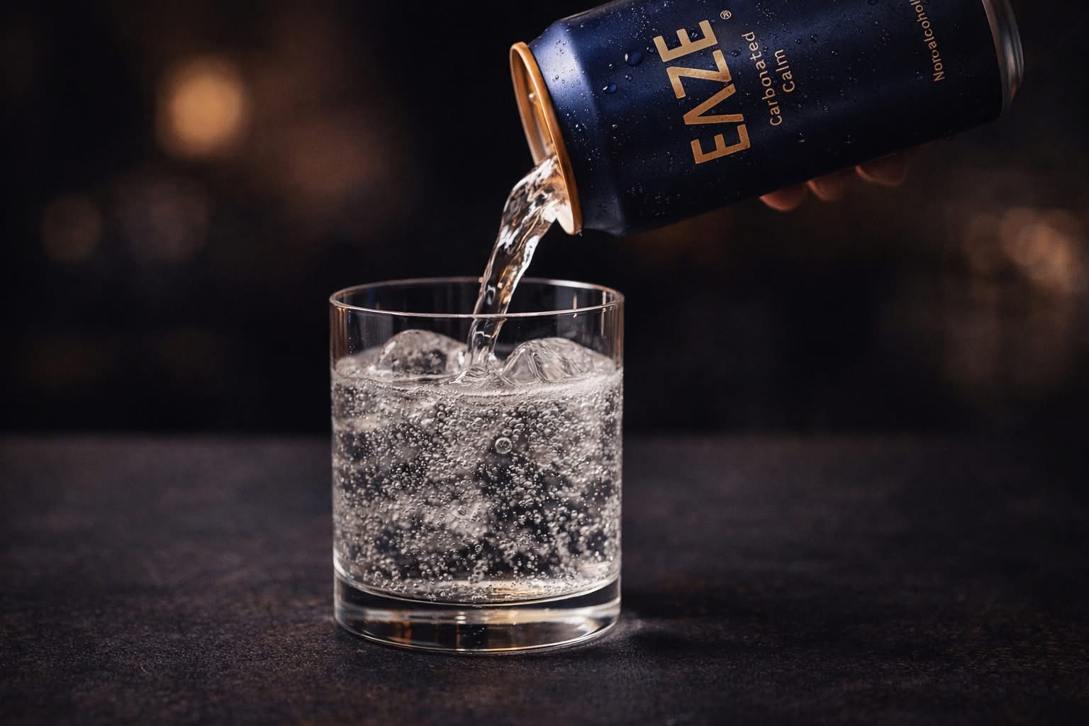 EAZE beverage poured over ice